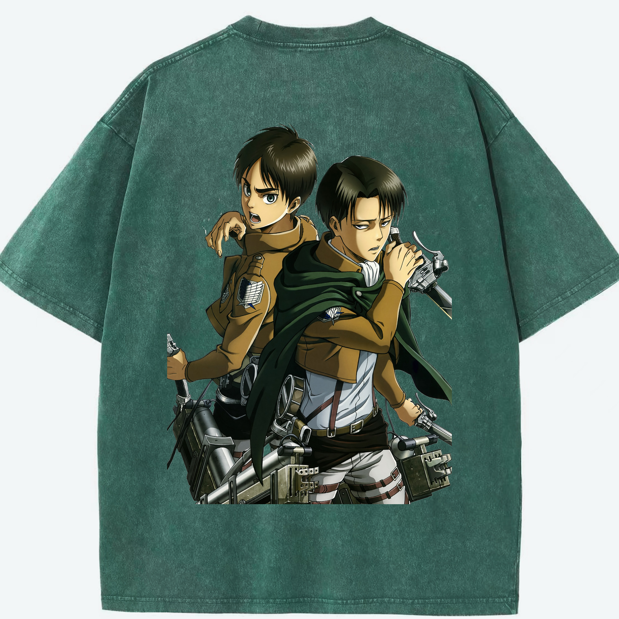 （画像用） 進撃の巨人 リヴァイ·アッカーマン Attack on Titan Levi Ackerman 綿100% ヴィンテージ風 半袖Tシャツ（背面プリント）